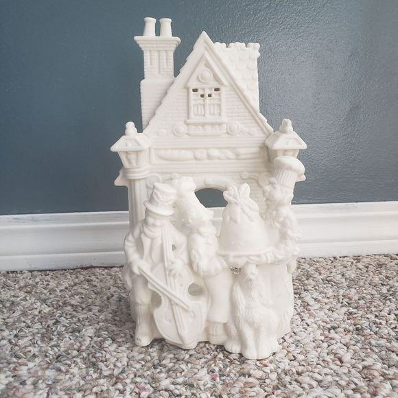 VINTAGE Partylite Christmas carol house ivory white candle tealight holder - Picture 2 of 4